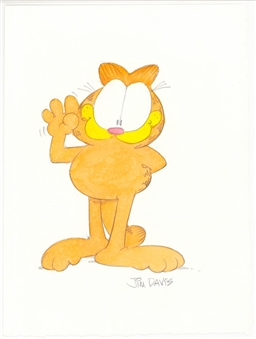 Jim Davis Signed 11 x 15 Original Garfield Artwork (Beckett)